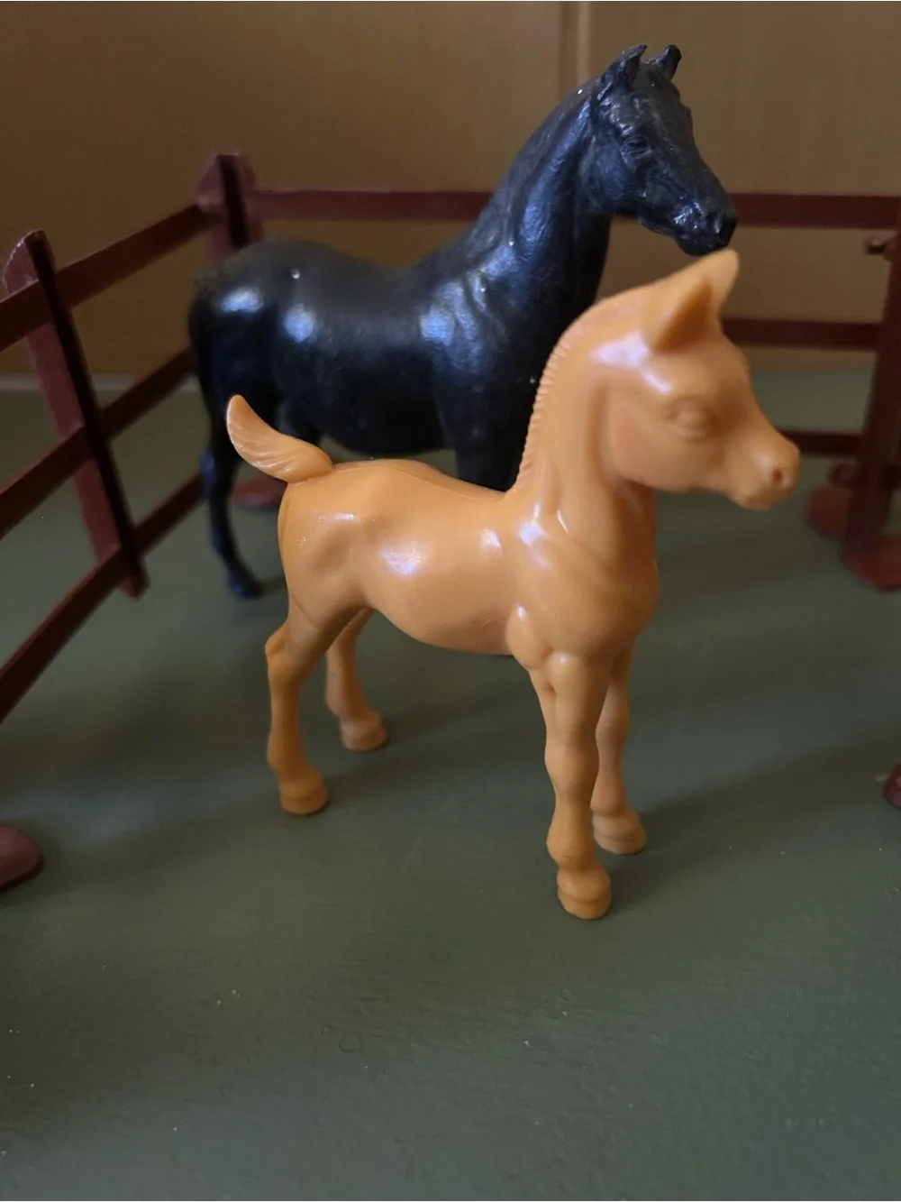 Toy Plastic Horses, Trees, Fence And Cow Farm Animals